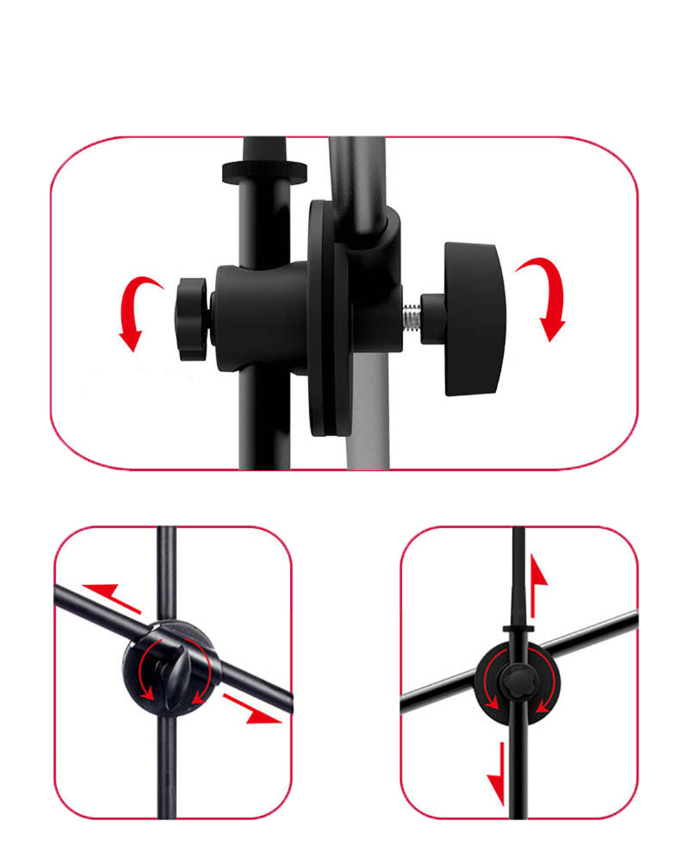 Microphone Stand Holder Boom Arm Height Angle Adjustable with Tripod Base