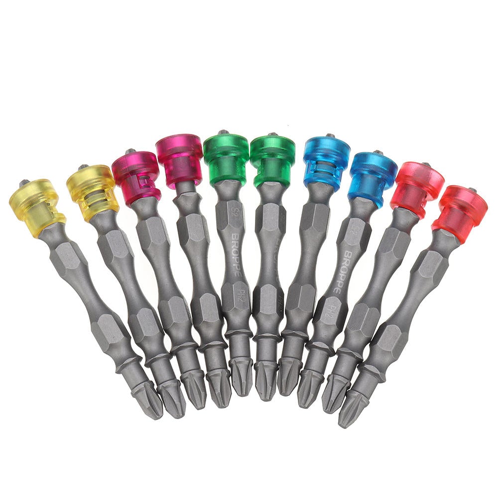 10pcs Double Head 65mm S2 Alloy PH2 Phillips Magnetic Screwdriver Bit Set 1/4 Inch Hex Shank