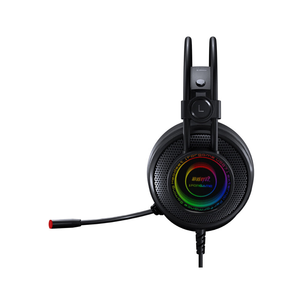 Gaming Headset Virtual 7.1 Channel 50mm Driver Unit RGB Light High Sensitivity Microphone Headphone for PC