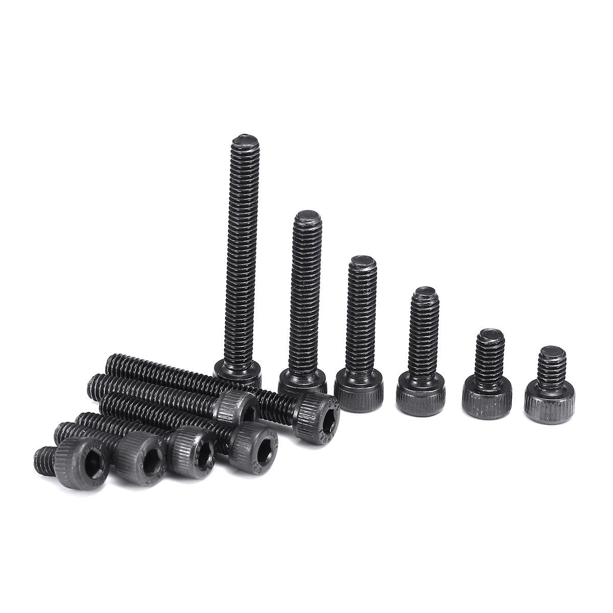 195Pcs M4 12.9 Grade Carbon Steel Hex Socket Cap Head Screw Bolts Assortment Set