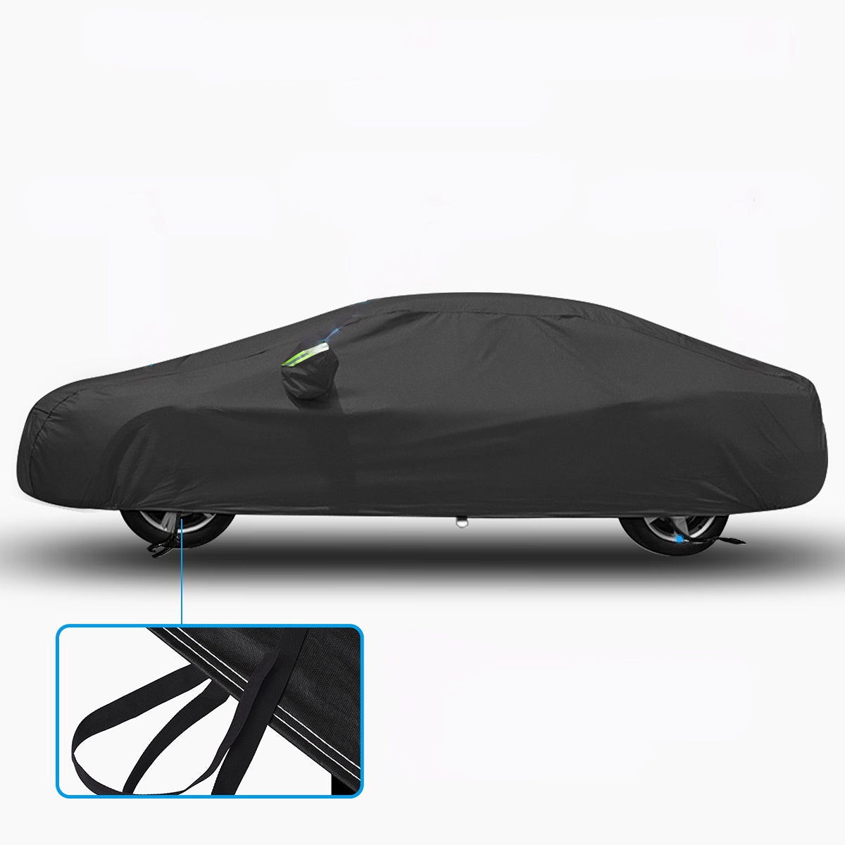 Full Car Cover Waterproof All Weather Outdoor UV Protection Windproof Black L/XL For Sedan
