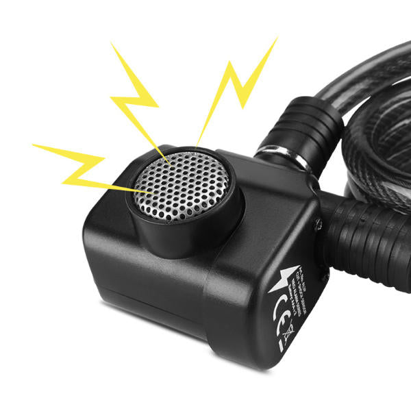 12mm Alarm System Security Bike Lock Cable Lock Waterproof Bicycle Cycling Motorcycle