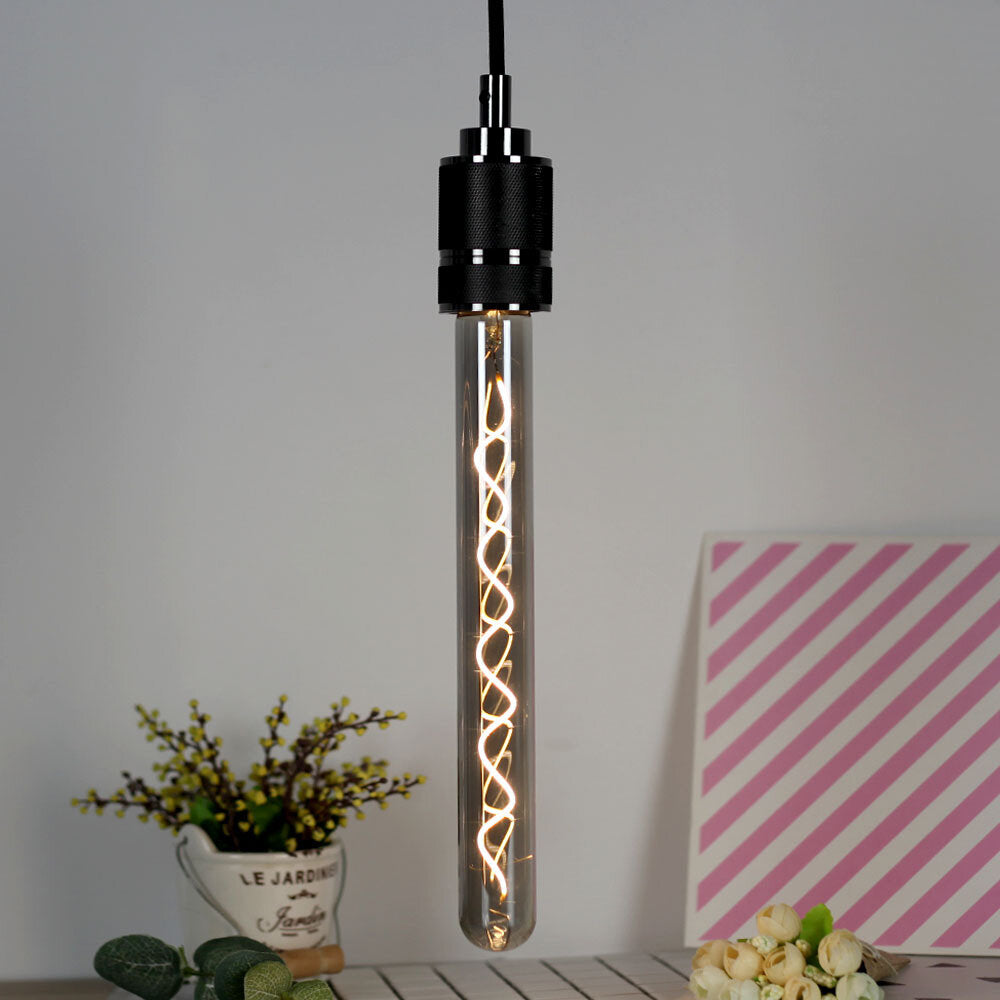 2700K 4W Dimmable LED Incandescent Light Bulb Retro Smoky Gray Glass Flute Shape Edison Bulb Filament Lamp