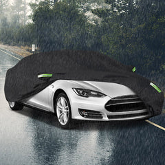 Full Car Cover Waterproof All Weather Outdoor UV Protection Windproof Black L/XL For Sedan