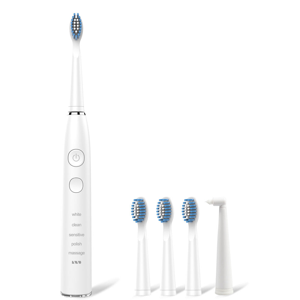 Sonic Electric Toothbrush 5 Modes IPX7 Waterproof Rechargeable Timing Teeth Cleaner W/ 5pcs Brush Head
