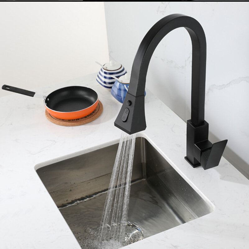 Kitchen Sink Hot And Cold Faucet Single Handle Brushed Nickel Stainless Steel Gooseneck Wash basin Tap With Pull Down Sprayer