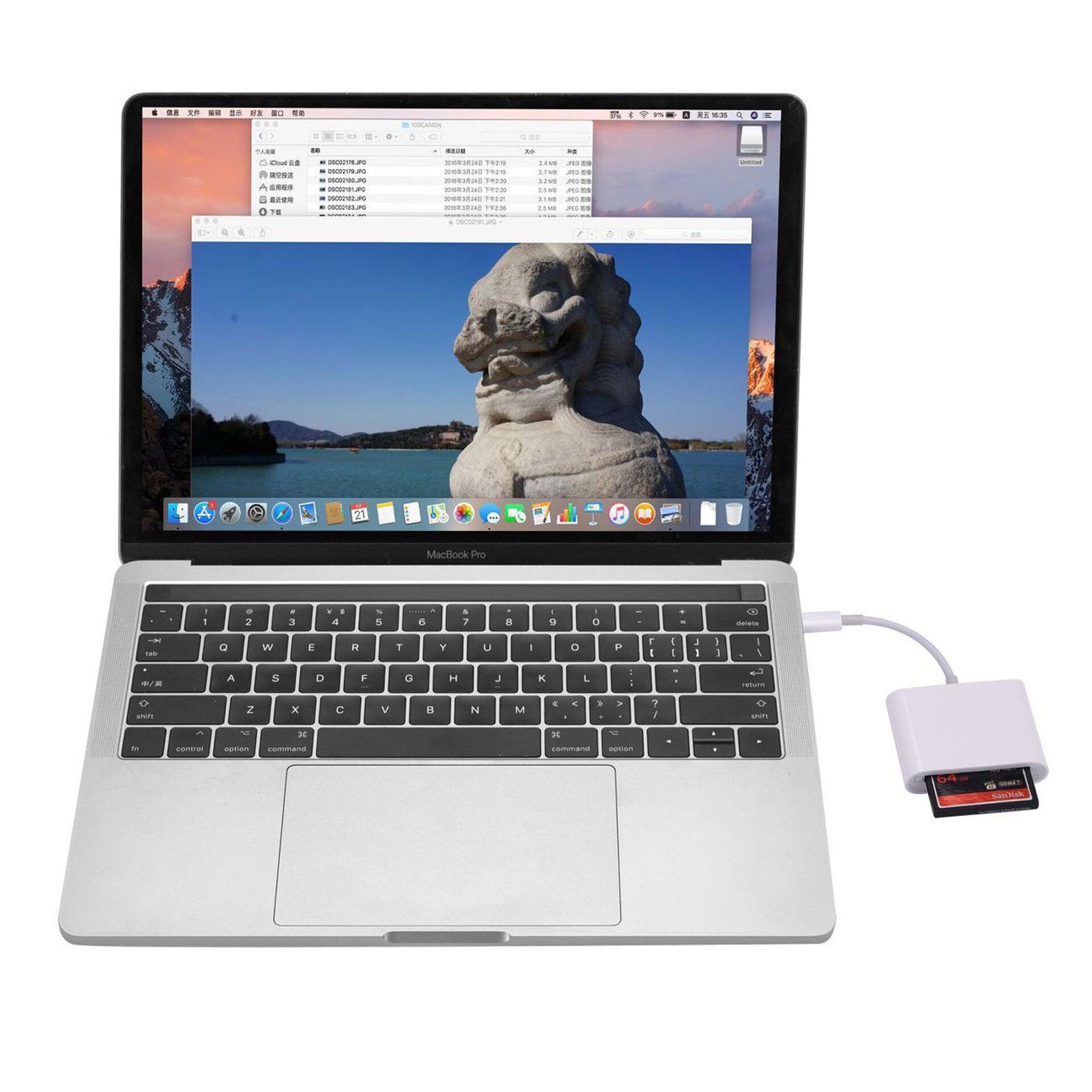 Multifunctional 3-IN-1 USB-C to SD/ TF/ CF Memory Card Reader for iMac/ for iPad/ Macbook