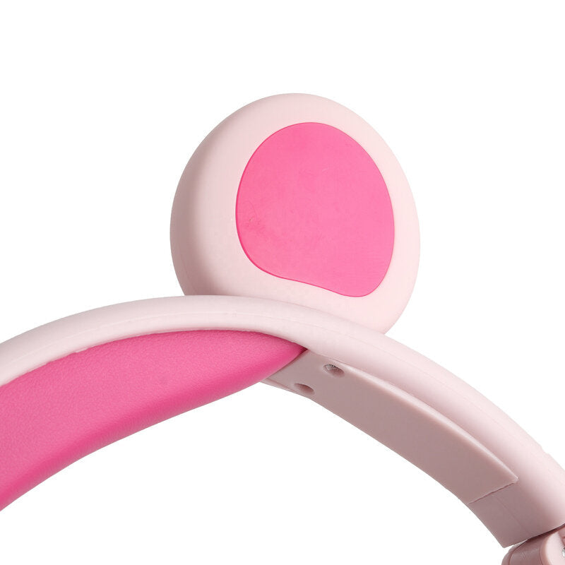 Cute LED Cat Bear Ear Bluetooth 5.0 Headphones Foldable Over-Ear Hi-Fi Stereo Wireless Headset With Mic LED Light