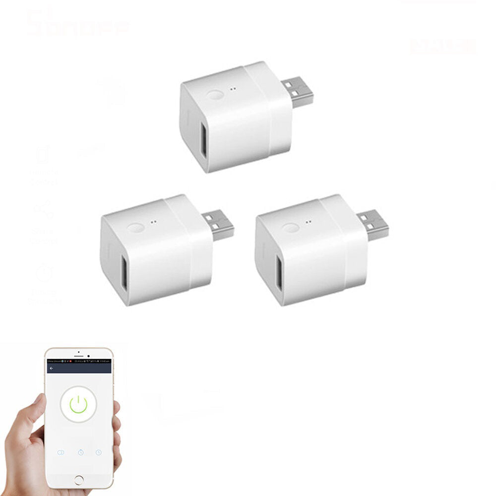 Wireless USB Smart Adaptor WiFi Mini USB Power Adaptor Switch APP Remote Control Voice Control Switch For Smart Home Works with Alexa Google Home 3Pcs
