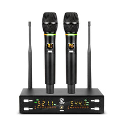 Wireless Microphone Professional Karaoke Metal Body Frequency Adjustable 80M Distance for Stage Show Party Meetin