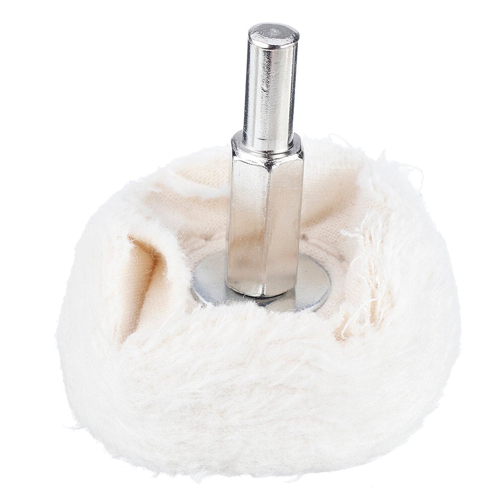 5Pcs 6mm Shank Cotton Dome Polishing Buffing Wheel Drill Brush For Abrasive T-shaped White Cloth Mirror Buffer Pad Grinding Tool