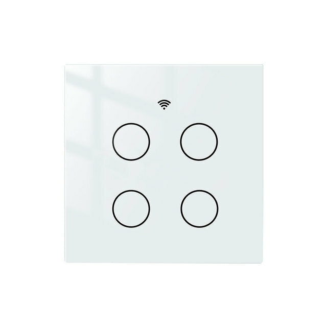 WiFi Smart 4 Gang Glass Panel Switch Smart Life/Tuya App Multi-Control Voice Control Works with Alexa Google
