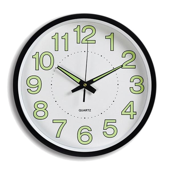 12" 12 Inch Luminous Wall Clock Glow In The Dark Silent Quartz Indoor/Outdoor Green Noctilucent