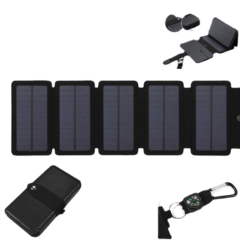 30W Foldable USB Solar Panel Monocrystal Solar Cell Folding Waterproof 5 Panels Charger Outdoor Mobile Power Battery Charging