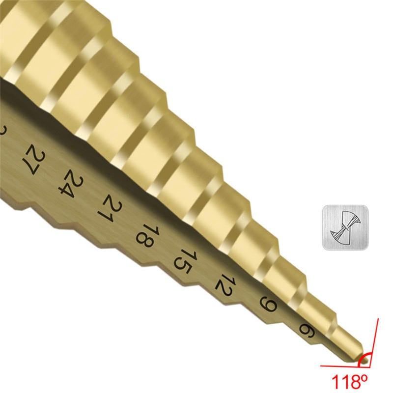 4-42mm HSS Titanium Coated Step Drill Bit 14 Step Hole Drilling Power Tool for Metal Wood