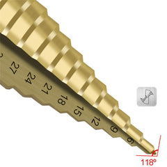 4-42mm HSS Titanium Coated Step Drill Bit 14 Step Hole Drilling Power Tool for Metal Wood