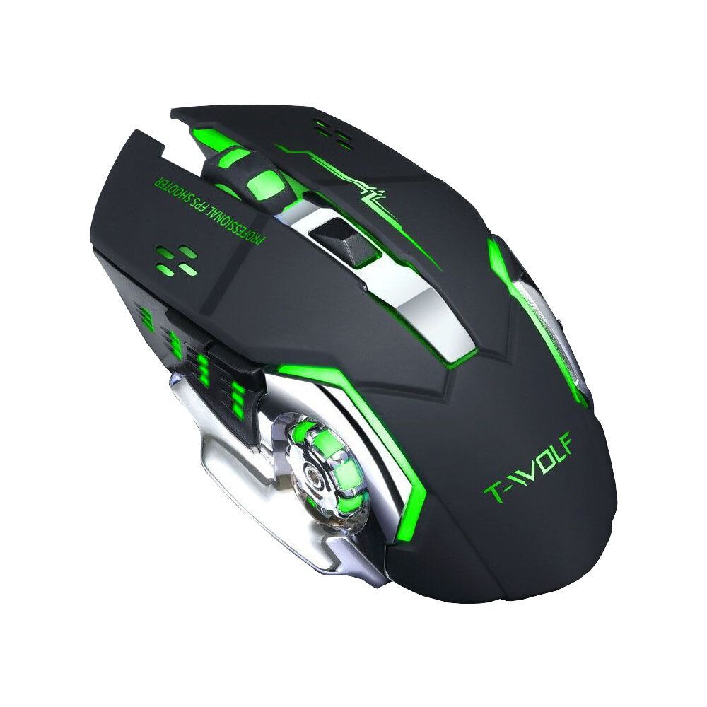 Wireless Rechargeable Mouse 2400DPI Bluetooth5.0+2.4G Dual Mode 4 Buttons Home Office Mouse with LED Backlit for Laptop PC Notebooks