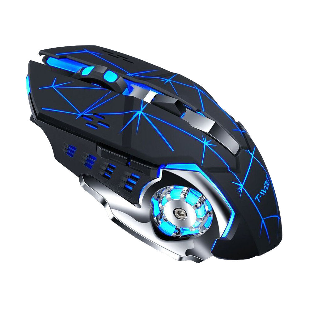 Wireless Rechargeable Mouse 2400DPI Bluetooth5.0+2.4G Dual Mode 4 Buttons Home Office Mouse with LED Backlit for Laptop PC Notebooks