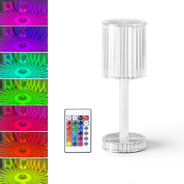 LED Crystal Projection Desk Lamp Restaurants Bar Bedside Decoration USB Table Light RGB Remote Control Romantic Night Lights