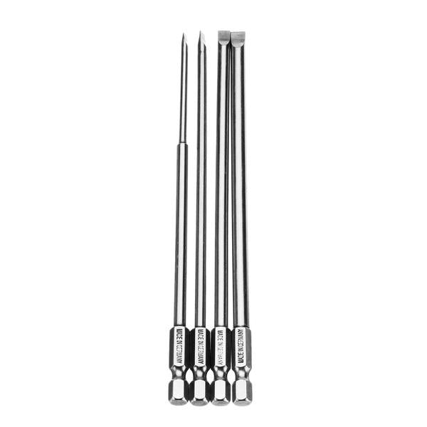 4Pcs 150mm Magnetic 3.0-6.0mm Flat Head Slotted Tip Screwdrivers Bits