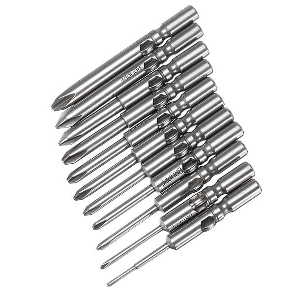 11Pcs 802 1.6-6.0mm Cross-Screwdriver Bits Set 6mm Round Shank Electric Screwdriver Bits