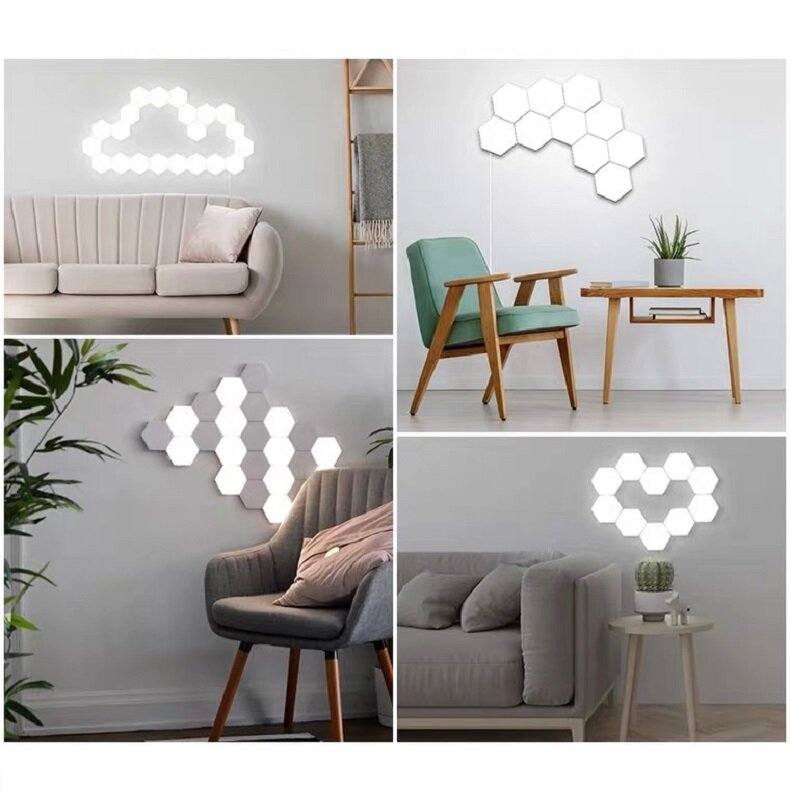 6pcs/10pcs RGB Colorful Honeycomb Light Touch Light Hexagonal Wall Light Quantum Light Bedroom Living Room Bedside Lamp