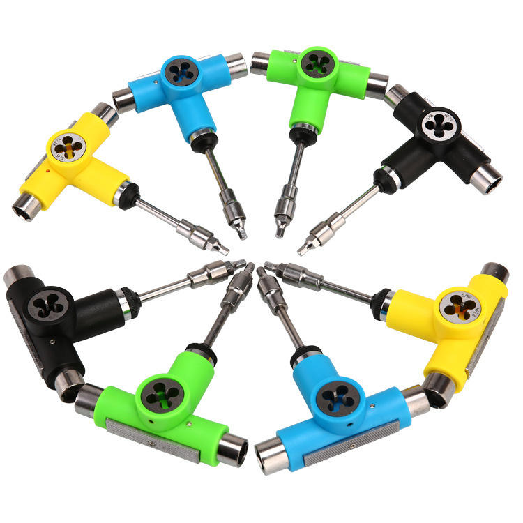 T Type Multifunctional Scooter Adjusting Tool Universal Allen Wrench Screwdriver Sandpaper Socket Wrench Skateboard Repair Tool