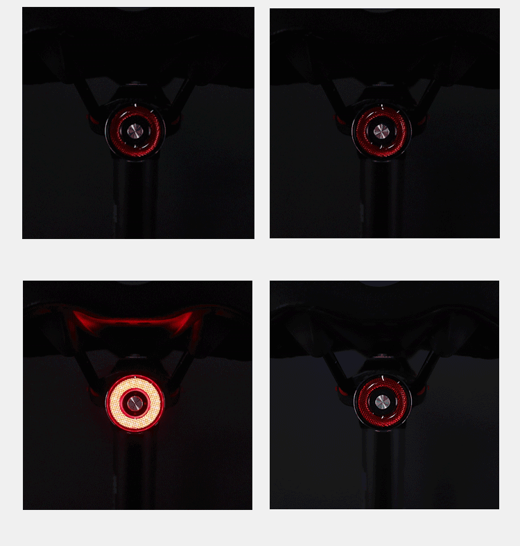 IP65 Smart Bicycle Brake Taillight USB Rechargeable 30 Days Standby 3 Modes Rear Lamp Intelligent Induction Bike Flash Warning Night Light