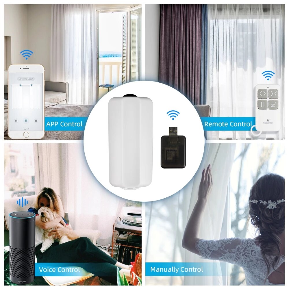 WiFi Tuya Smart Life Curtain Driver Robot With Alexa Google Home Control For Roman Rods