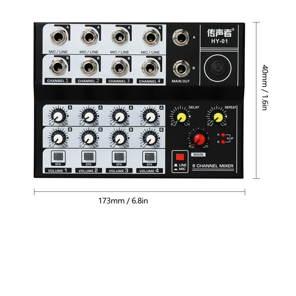 8 Channel Multifunctional USB Audio Mixer Portable Sound