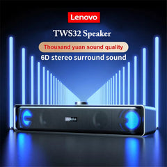 Desktop Speaker 6D Stereo Surround Sound Subwoofer Two Dual Bass Bluetooth V5.0 Thinkplus Speaker USB 3.5mm Wired Soundbar Music Player