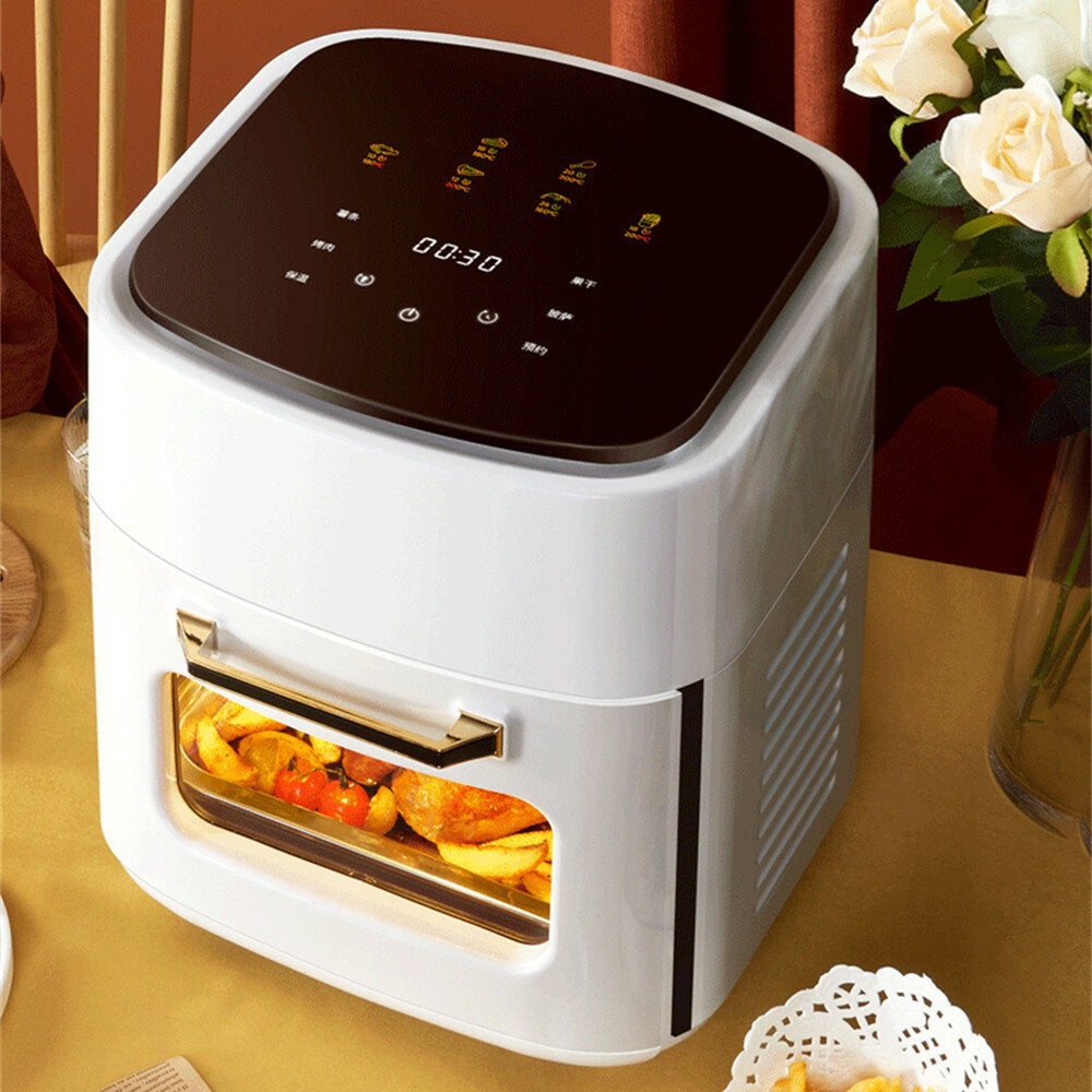 1400W 220V 15L Air Fryer 360 Surround Heating Digital LCD Display Hot Oven Cooker with Removable Dishwasher Safety Basket