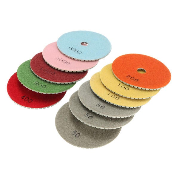 12pcs 4 Inch 50-6000 Grit Diamond Polishing Pads Set for Granite Concrete Marble