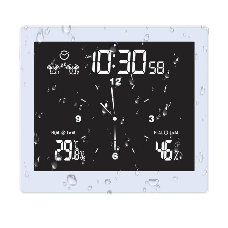 Digital Clock Waterproof Bathroom Wall Clock Hygrometer Thermometer Alarm Clock Timer Temperature Humidity Clock