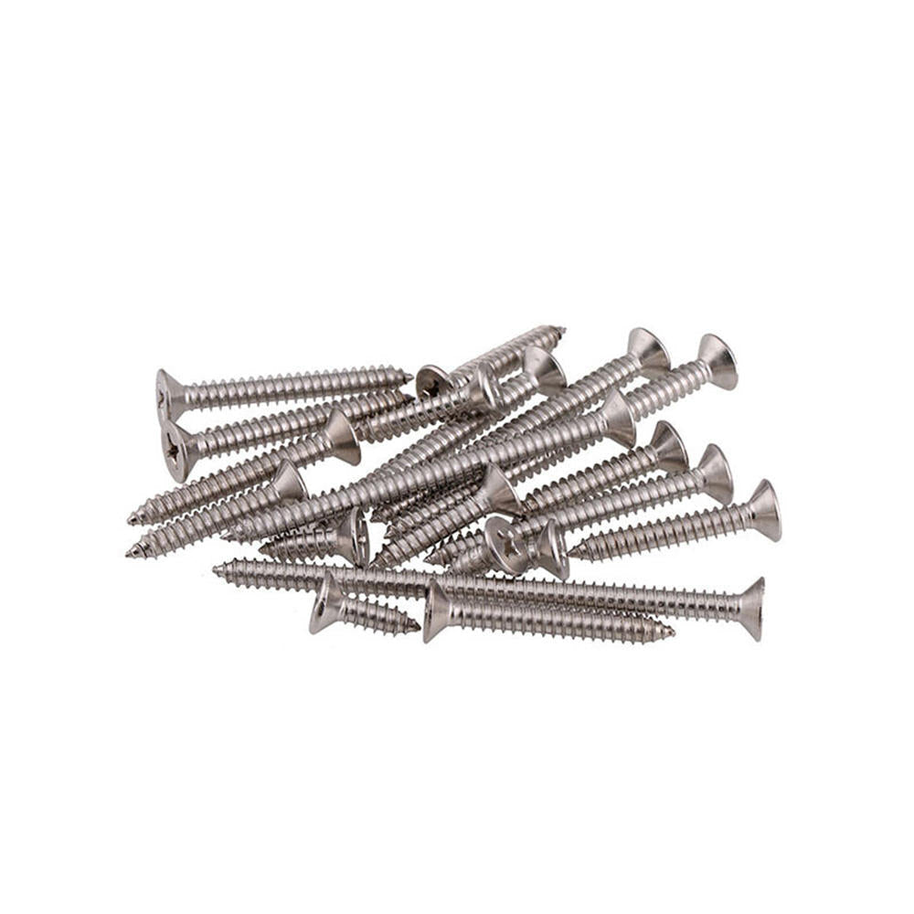 M4SP4 100Pcs M4 304 Stainless Steel Cross Flat Head Self Tapping Screw Wood Screws Speaker Screws Optional Length