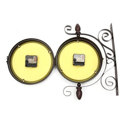 Rotating Double Side Wall Clock Garden Indoor & Outdoor Station Wall Mounted With Bracket