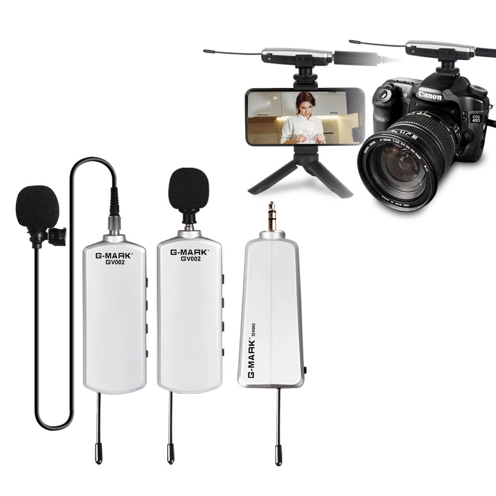 Camera Microphone Wireless Lavalier Mic For Asmr DSLR Interview Live Recording Lithium Battery 50m Range