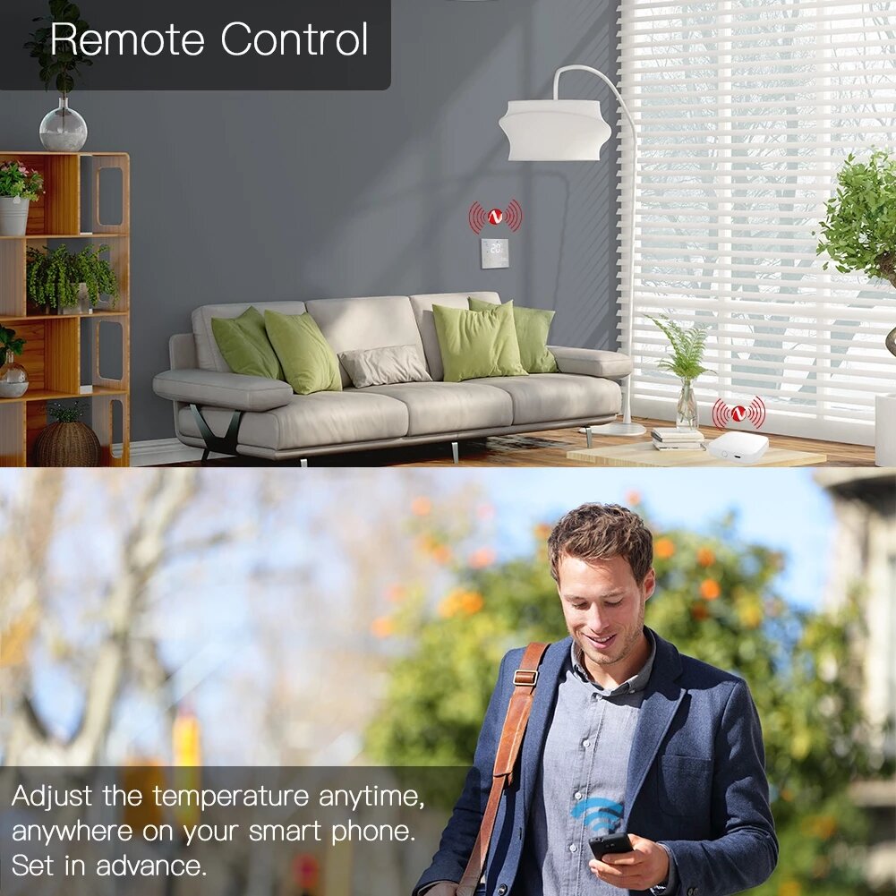 Smart Thermostat Temperature Controller Water/Electric Floor Heating Water/Gas Boiler Brushed Panel 2MQTT Alexa Google Smart Life