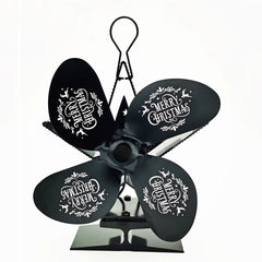 4 Blade Heat Powered Stove Fan with Magnetic Thermometer for Fireplace Heater
