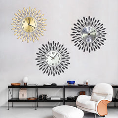 38 * 38CM Geometric Diamond-inlaid Iron Wall Clock Wall Clock without Battery