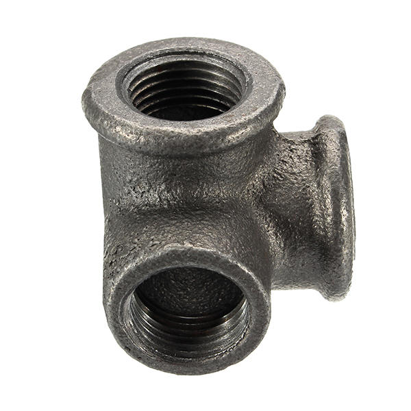 1/2" 3/4" 1" 3 Way Pipe Fittings Malleable Iron Black Elbow Tee Female Connector 5-Pack