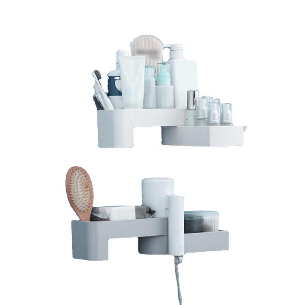 Non-perforated Rotatable Bathroom Organizer Wall Mounted Kitchen Storage Shelf Shower Shampoo Holder Storage Baskets For Home