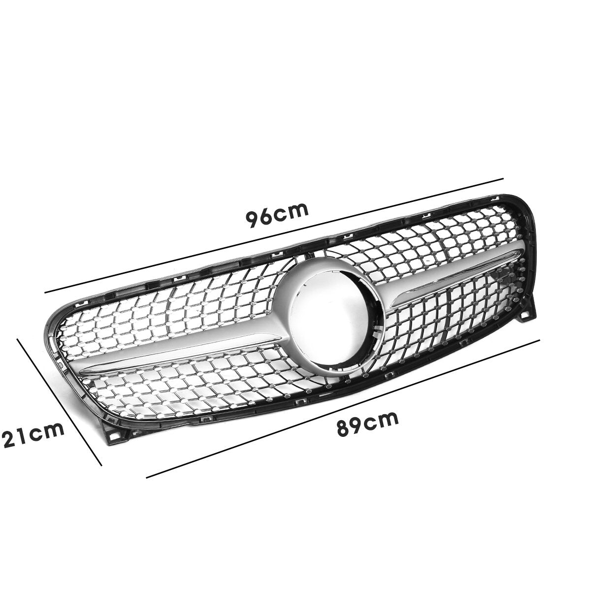 Diamond Front Grille Grill ABS Silver For Mercedes Benz