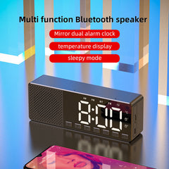 Bluetooth 5.0 Speaker Alarm Clock FM Radio Brightness Adjustable Multiple Play Modes LED Display 360 Surround Stereo Sound 2200mAh Battery Life
