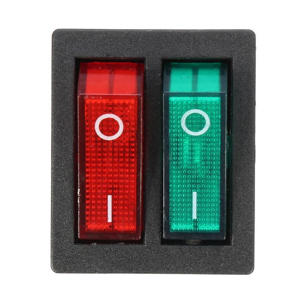 6 Pins Double SPST On/Off Rocker Boat Switch Red Green Light AC 250V/15A 125V/20A Switch