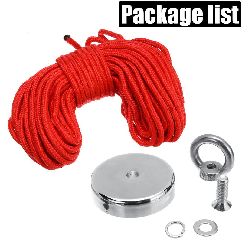 D80mm 400KG Strong Powerful Neodymium Recovery Magnet Salvage Tool Recovery Fishing Kits with 10m Rope
