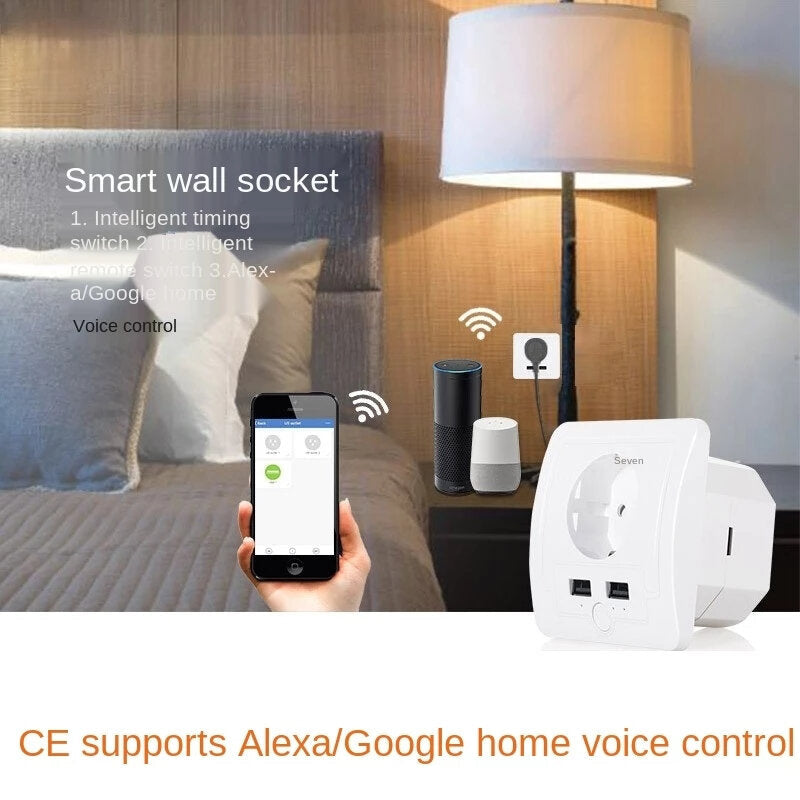 WiFi Smart Wall Socket European Electric Outlet Wireless Remote Control EU Plug Compatible With Amazon Alexa Google Assitant IFTTT