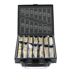 99Pcs 1.5-10mm High-speed Steel Titanium Plated Open Hole With Metal Box Straight Shank Spiral Drill Suit