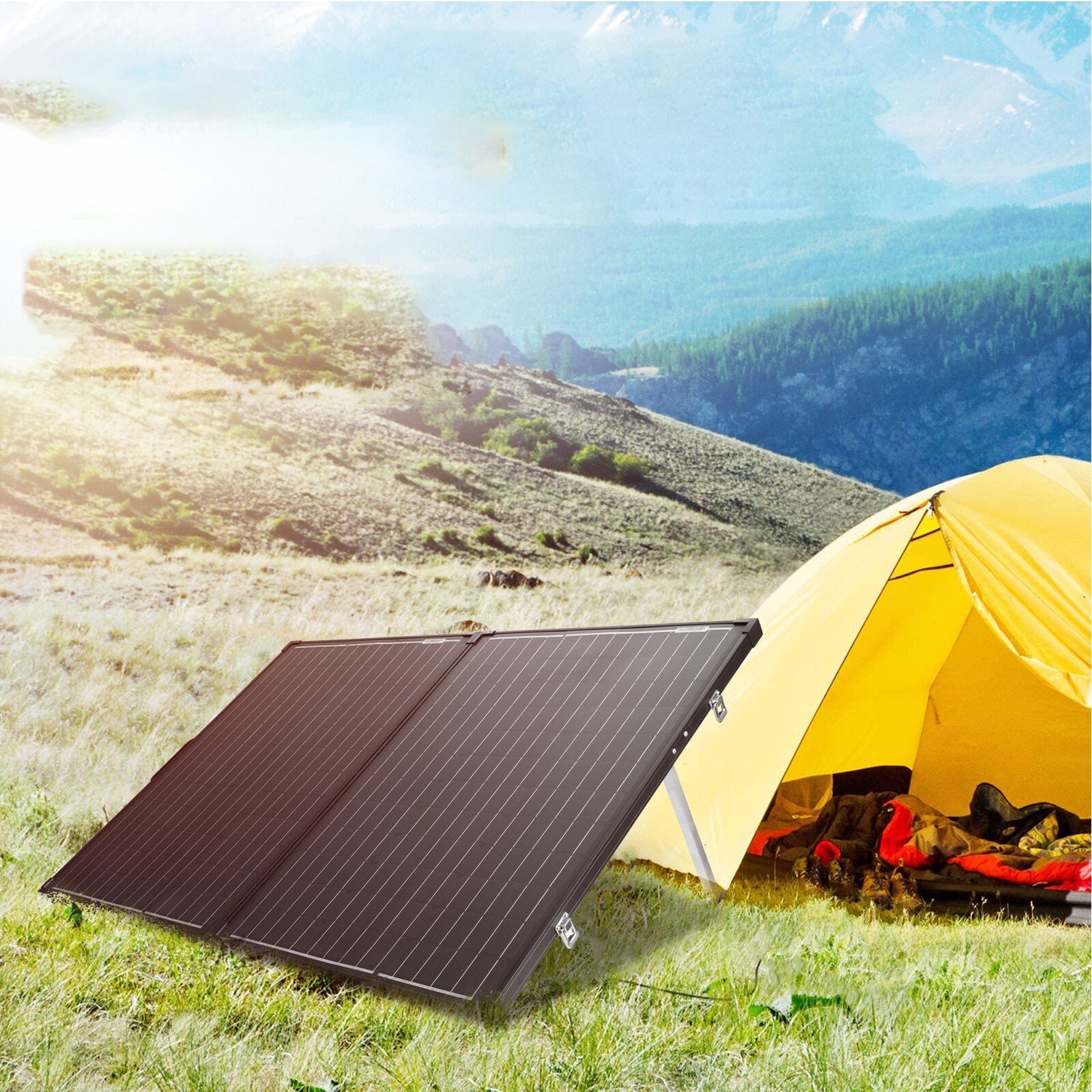 200W Monocrystalline Solar Panel Without Glass Portable Solar Suitcase Equipped With 20A MPPT Controller For 12V Batteries RV Camping Power