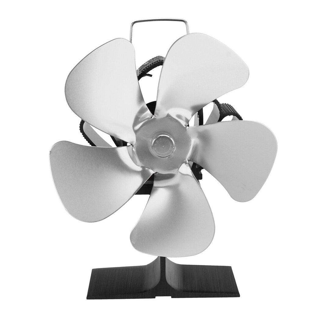 5 Blades Fireplace Fan Silent Motors Heat Powered Stove Fan Eco Stove Fan for Gas/Pellet/Wood/Log Stoves